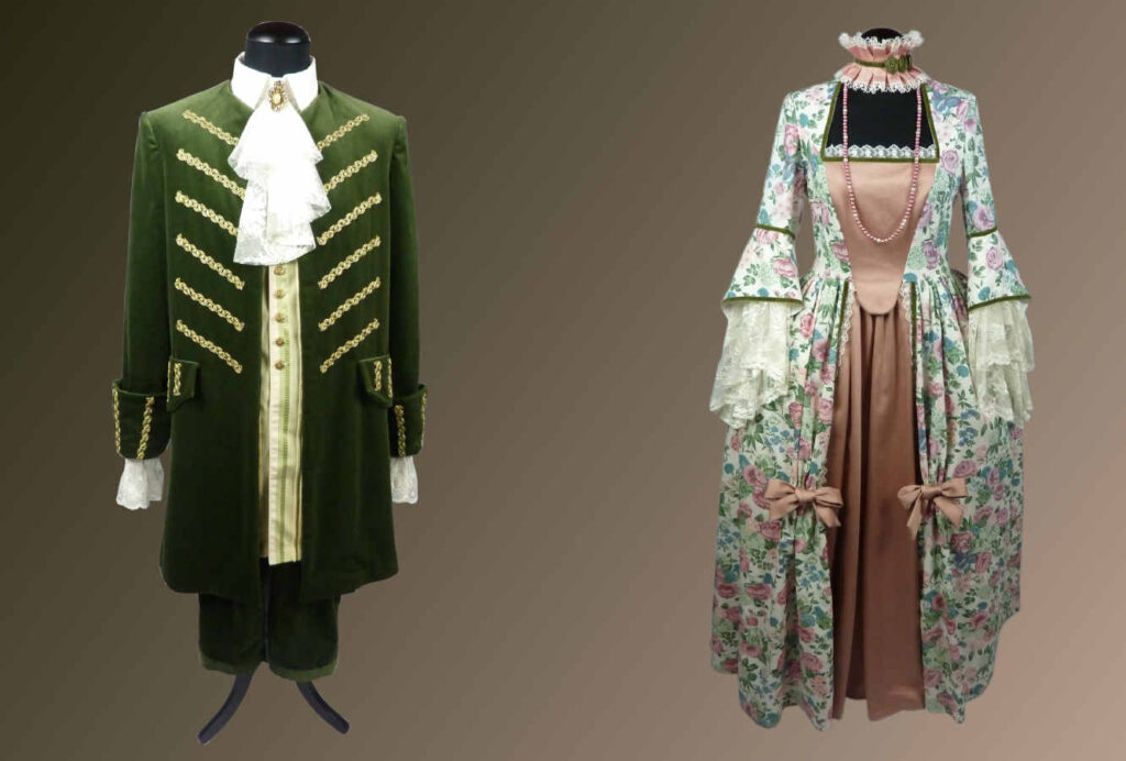 rococo, rococo heer, rococo pak, lodewijk XVI, markies, lakei, koning, jabot, historisch, historisch kostuum, frans, frankrijk, pruikentijd, rococo dame, rococo jurk, marie antoinette, markiezin, hoepelrok, paniers, koningin